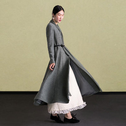 Embroidery Wool Coat for Woman Maxi Coat Coats