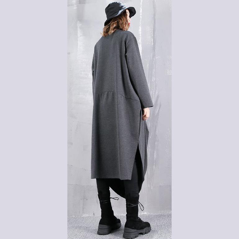 Gray Dresses O Neck Gown Fine Cinched Side Open Kaftans