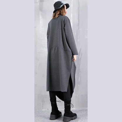 Gray Dresses O Neck Gown Fine Cinched Side Open Kaftans