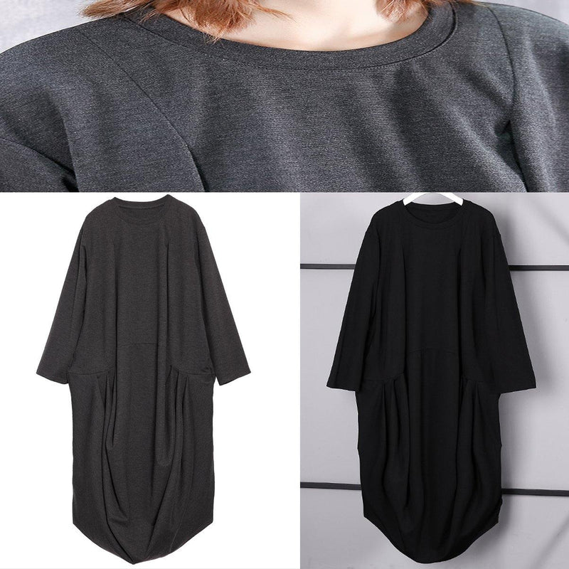 Gray Dresses O Neck Gown Fine Cinched Side Open Kaftans