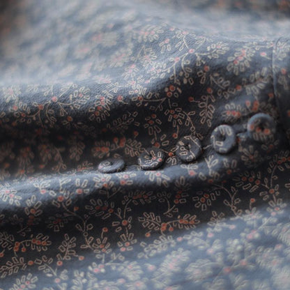 Gray Prints Natural Cotton Dress Loose Fitting Patchwork Traveling Clothing O Neck Autumn Dress