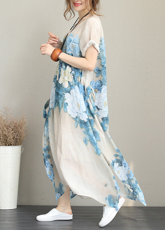 Nude Prints Chiffon Maxi Dress Asymmetric Chiffon Clothing Dresses New Short Sleeve Maxi Dresses
