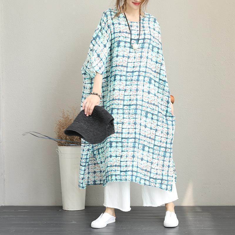 Prints Linen Caftans Side Open Traveling Dress Boutique Batwing Sleeve Linen Caftans