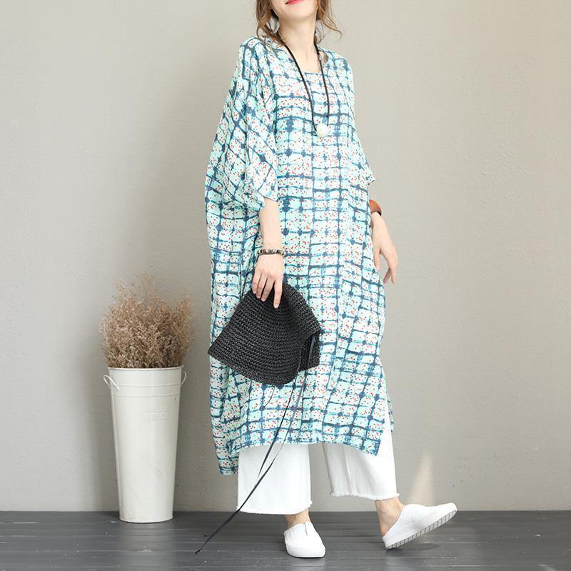Prints Linen Caftans Side Open Traveling Dress Boutique Batwing Sleeve Linen Caftans