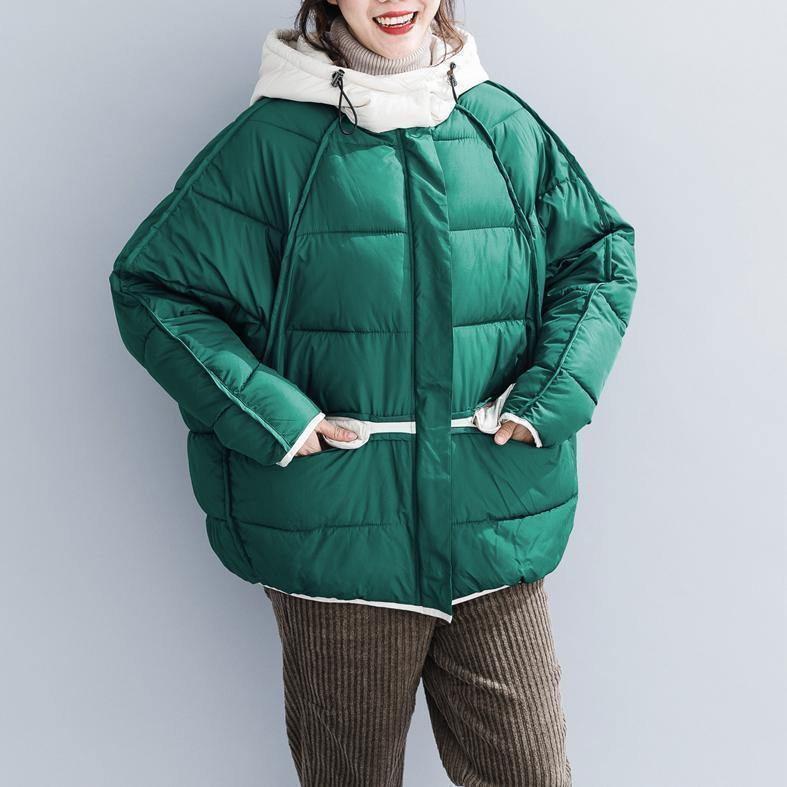 Quality Green Cotton Jacket Clothing Hooded Drawstring Thick Pockets Zippered Cotton Jackets