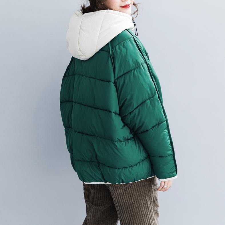 Quality Green Cotton Jacket Clothing Hooded Drawstring Thick Pockets Zippered Cotton Jackets