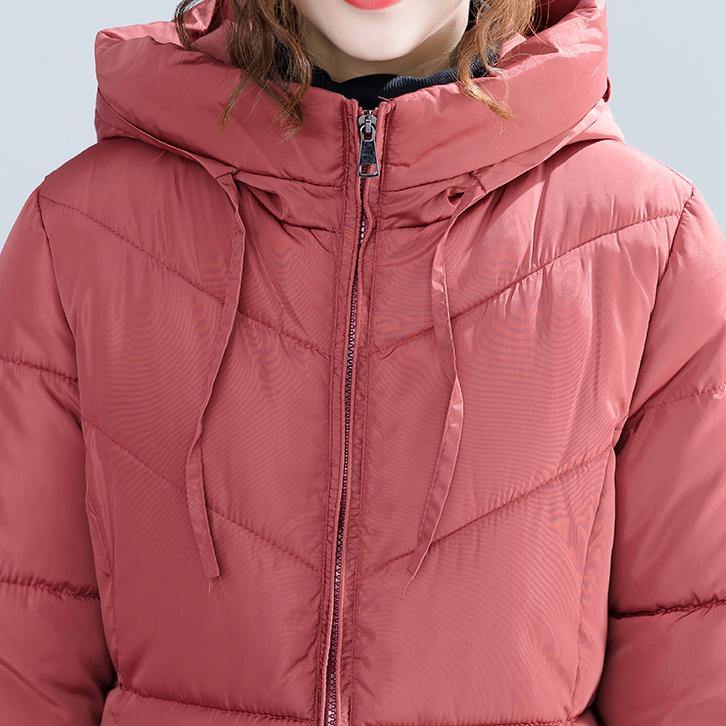 White Hooded Cotton Coat Pockets Zippered Winter Cotton Coats
