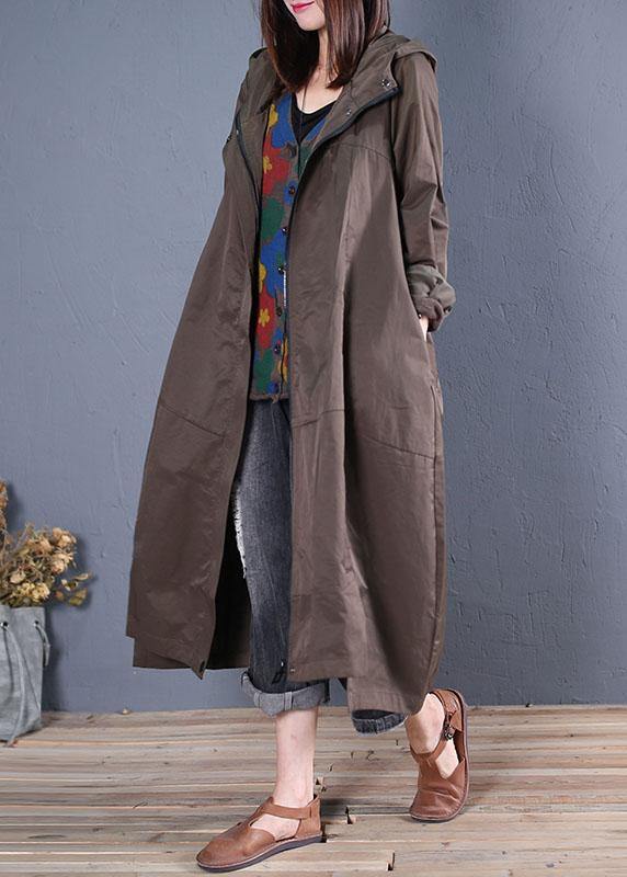 Army Green Overcoat Zippered Long Coat Fall