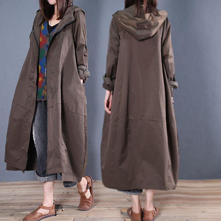 Army Green Overcoat Zippered Long Coat Fall