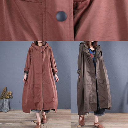 Army Green Overcoat Zippered Long Coat Fall