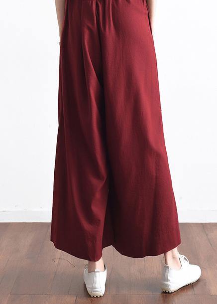Autumn Original Design Literary Retro Tie Irregular Wide Leg Burgundy Pants