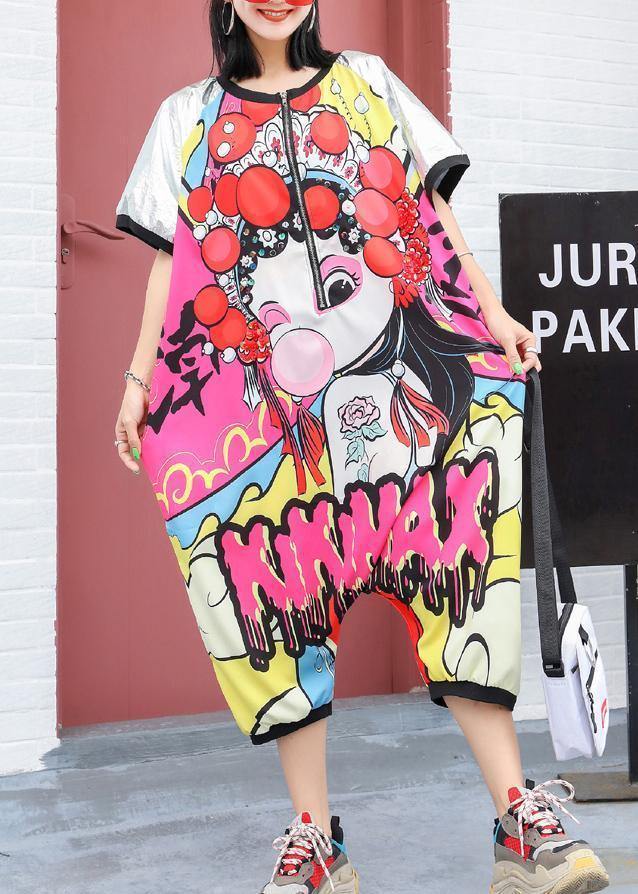 Cartoon Printed Loose One-piece Pants Harlan Wide Leg Jumpsuit Pants