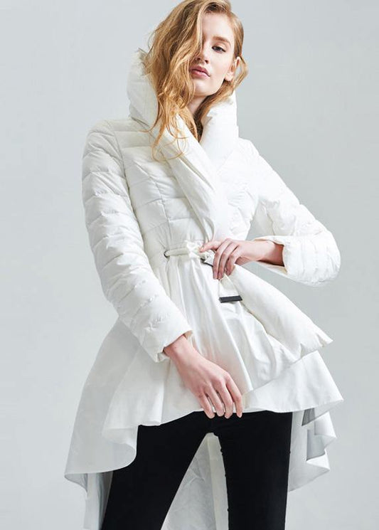 Snow Jackets Hooded Overcoat Black Drawstring Duck Down Coat