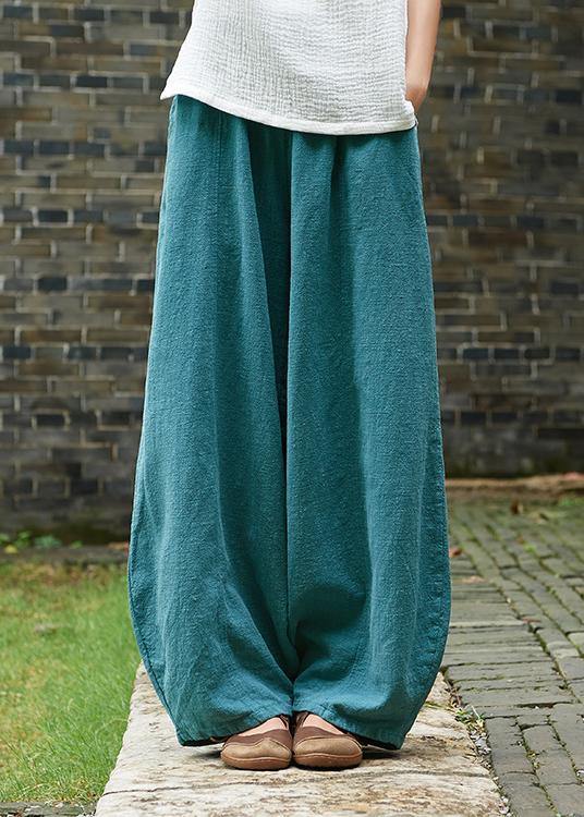 Cotton and Linen Chinese Style Ramie Wild Pants Yoga Green-cashew Pants