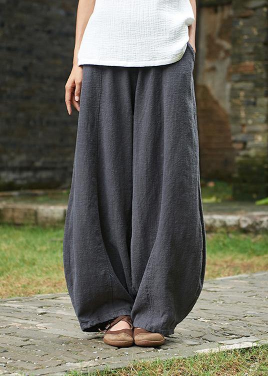 Cotton and Linen Chinese Style Ramie Wild Pants Yoga Pink-flower Pants