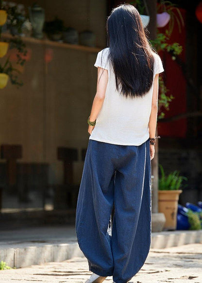 Cotton and Linen Chinese Style Ramie Wild Pants Yoga Green-cashew Pants