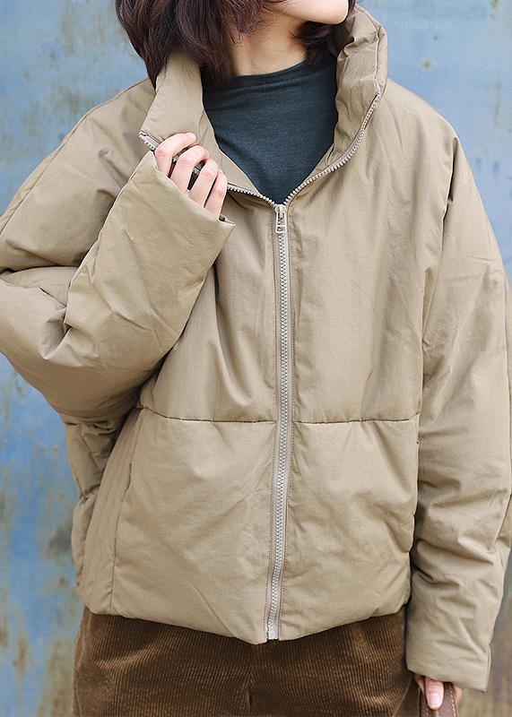 Light Yellow Down Coat Winter Clothing Stand Collar Parka Thick Fine Winter Outwear