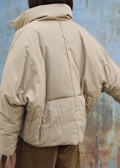 Light Yellow Down Coat Winter Clothing Stand Collar Parka Thick Fine Winter Outwear