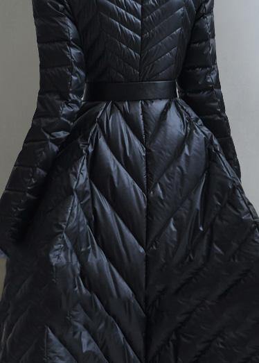 Oversize Snow Jackets Tie Waist Coats Black False Two Pieces Down Coat Winter