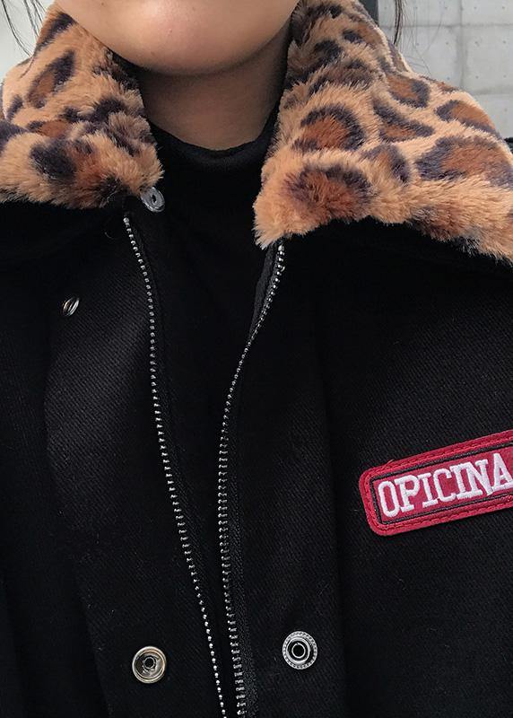 Oversize Snow Jackets Winter Overcoat Black Peter Pan Collar Parka
