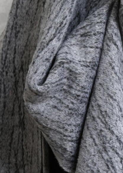Oversized Long Coat Gray Asymmetric Pockets Woolen Coats