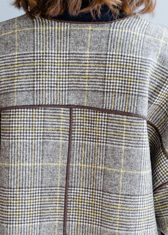 Long Coat Fall Coats Plaido Neck Pocketswoolen Coats