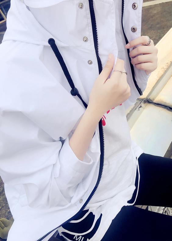 Parka Jackets White Hooded Zippered Down Jacket Woman