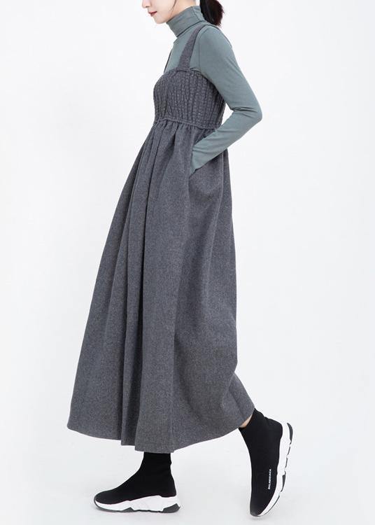 Sleeveless Cinched Jumpsuit Gray Pants Wide Leg Pants