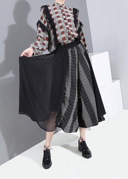 Stylish Patchwork Pants Asymmetric Wide Leg Pants