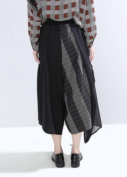 Stylish Patchwork Pants Asymmetric Wide Leg Pants