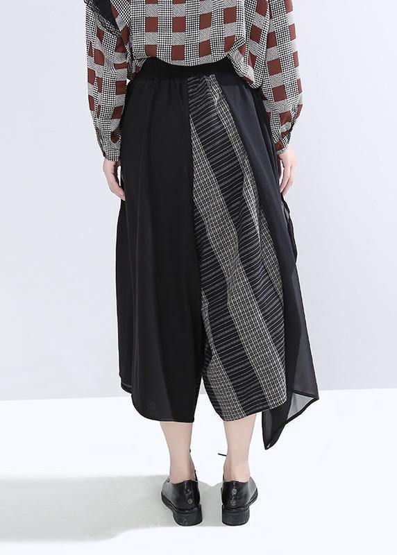 Stylish Patchwork Pants Asymmetric Wide Leg Pants