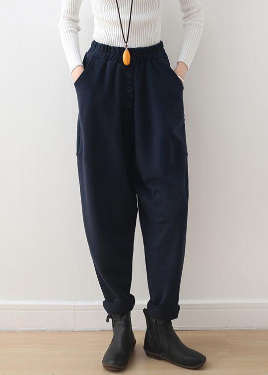 Blue Harem Pants Pants Elastic Loose Bodywear