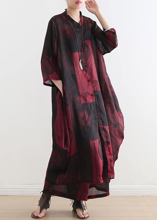 Thin Green Print Chiffon Wide-leg Pants Two-piece Suit