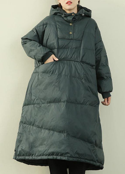 Green Warm Puffer Jackets Winter Hooded Clothes