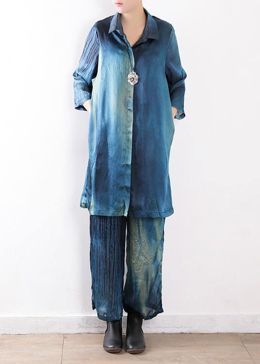 New Original Literary Loose Lapel Shirt + Wide Leg Pants Two-piece Suit