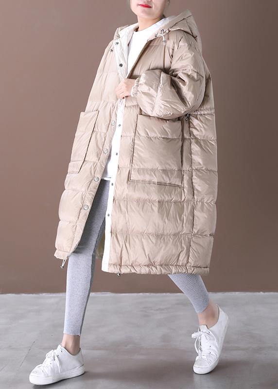 Clothing Snow Jackets Coats Khaki Hooded Pockets Goose Down Coat