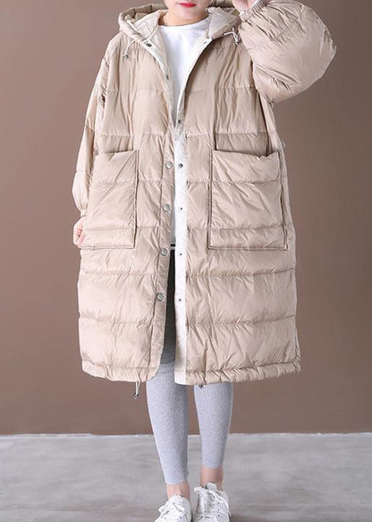Clothing Snow Jackets Coats Khaki Hooded Pockets Goose Down Coat