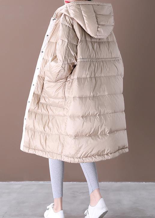 Clothing Snow Jackets Coats Khaki Hooded Pockets Goose Down Coat