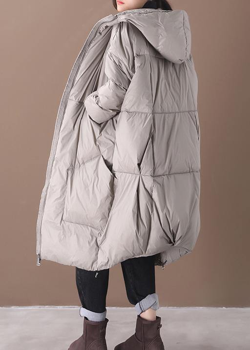 Snow Jackets Gray Hooded Pockets Coat