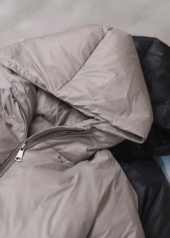 Snow Jackets Gray Hooded Pockets Coat