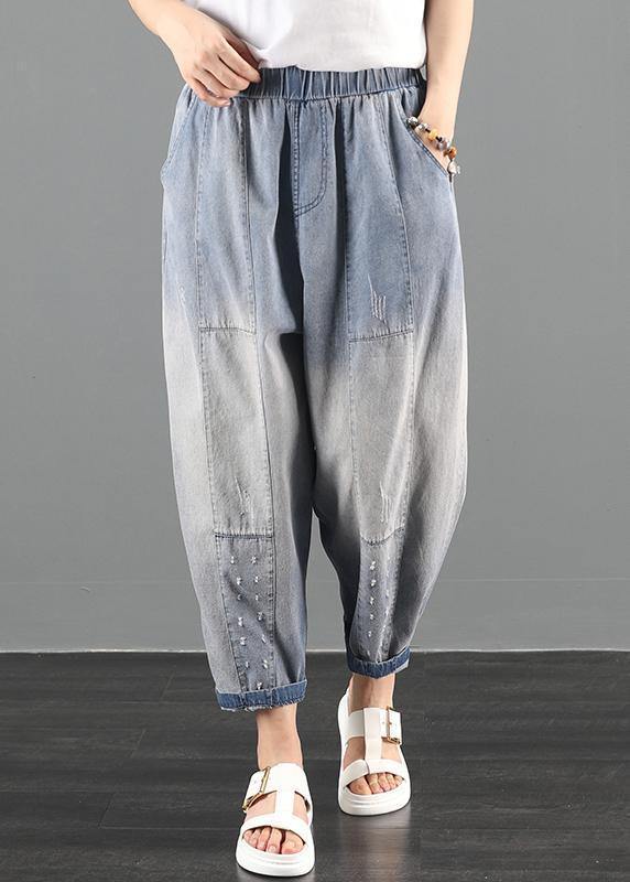 Summer Dress Code Loose High Waist Washed Old Denim Harem Pants
