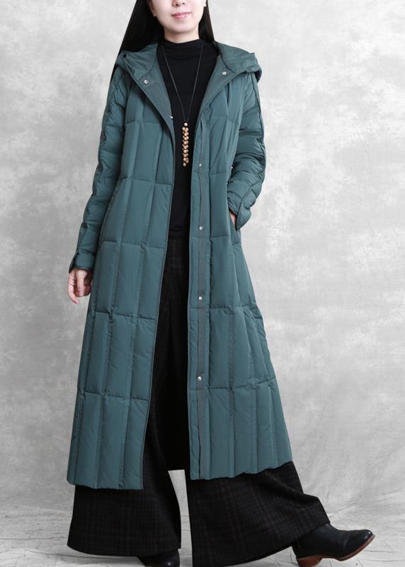 Coats Green Hooded Tie Waist Down Coat Winter
