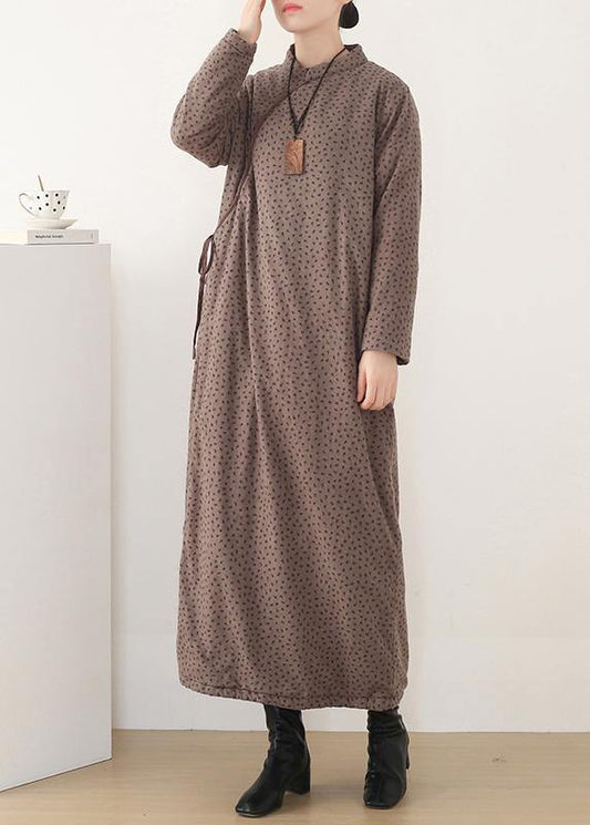 Winter China Slanted Front Warm Plus Velvet Thick Retro Loose Long Cheongsam Puffer Jackets
