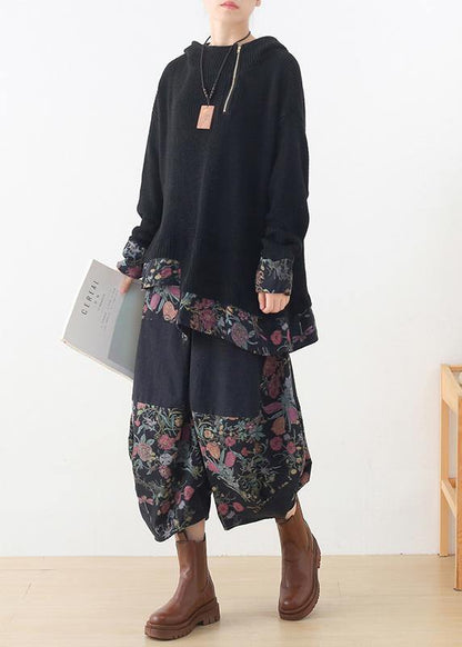 Winter New Original Design Patchwork Warm Tops Retro and Loose Bloomers Cotton Pants