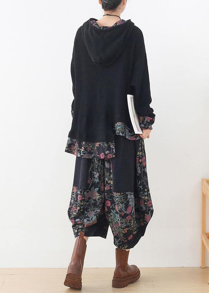 Winter New Original Design Patchwork Warm Tops Retro and Loose Bloomers Cotton Pants