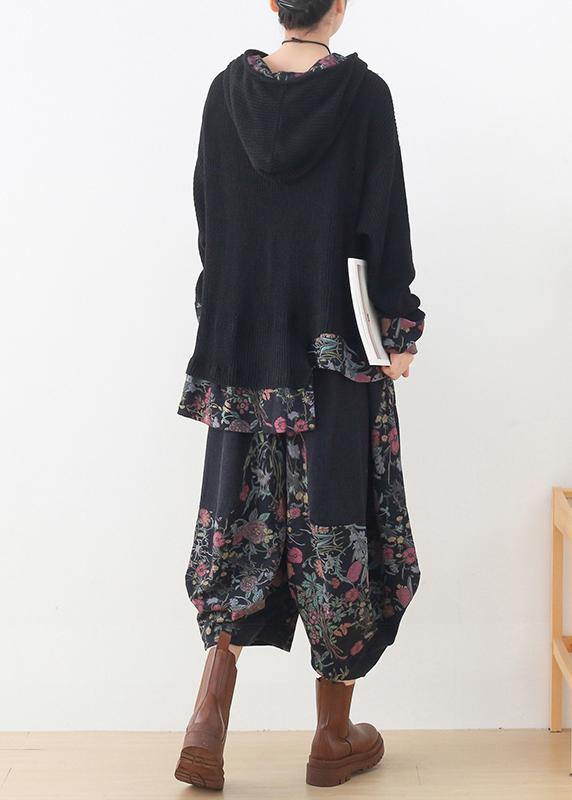 Winter New Original Design Patchwork Warm Tops Retro and Loose Bloomers Cotton Pants