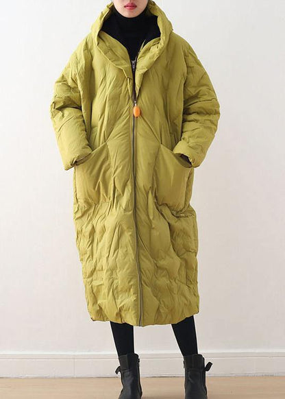 Blackish Green Warm Down Coat Original Design Literary Retro Overcoat