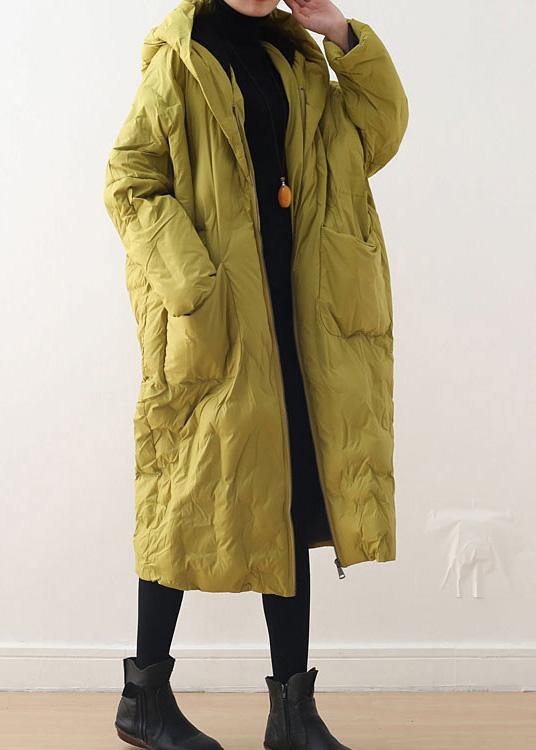Blackish Green Warm Down Coat Original Design Literary Retro Overcoat