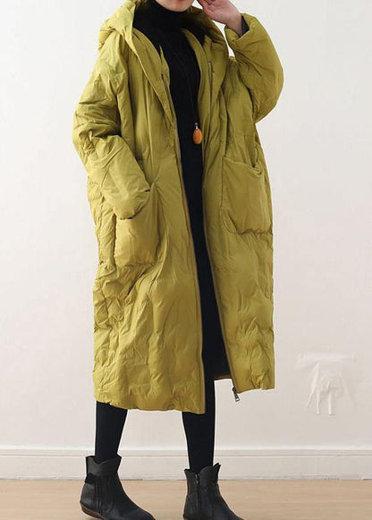 Blackish Green Warm Down Coat Original Design Literary Retro Overcoat