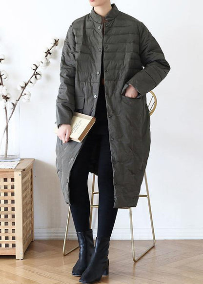 2025green Down Jacket Woman Stand Collar Parka Warm Winter Outwear